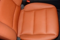 Перетяжка подушки переднего сиденья Ауди А3 коричневой кожей
