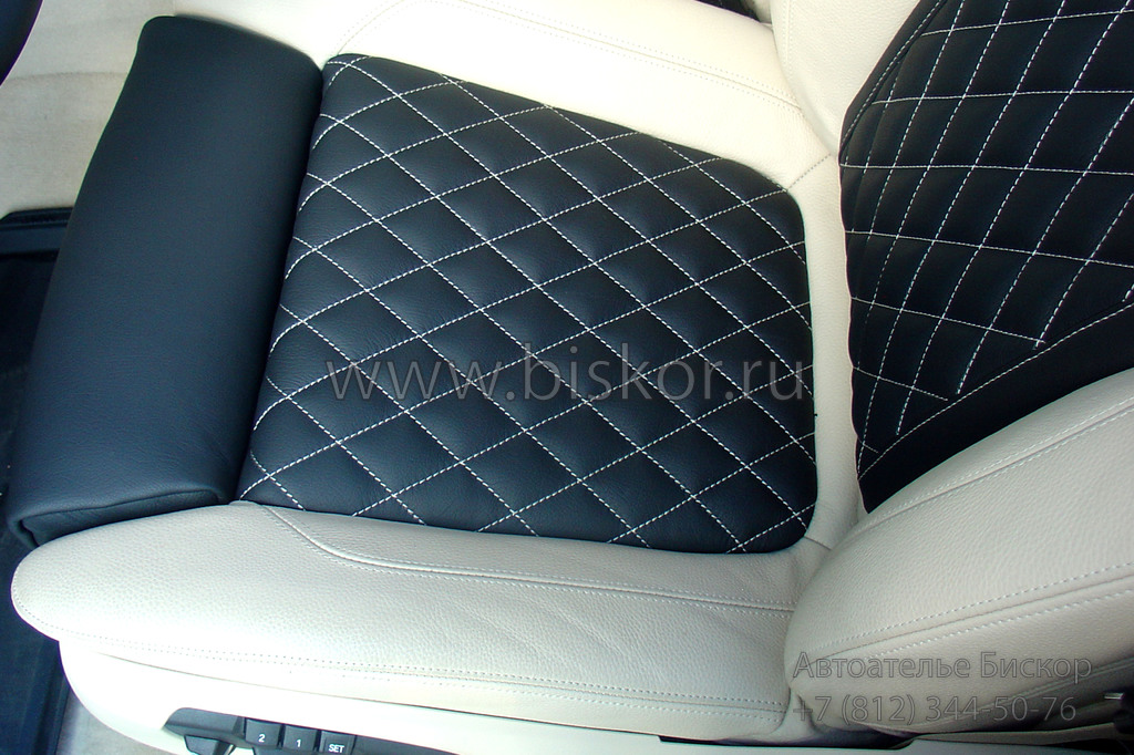 Перетяжка с отстрочкой ромбиком подушки переднего сиденья БМВ X6