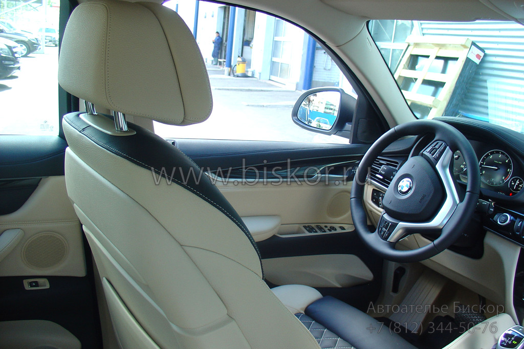 Бежевый кожаный салон BMW X6